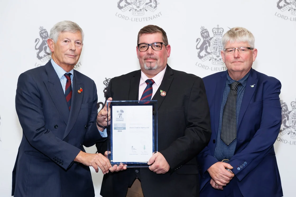 Brace Creative Agency receiving the Armed Forces Covenant Employer Recognition Scheme Silver Award